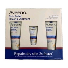 NEW Aveeno Skin Relief Healing Fragrance Free Non-Greasy Ointment Dry Skin, 3 Pk