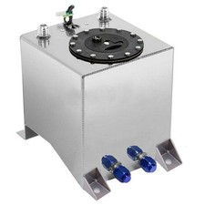2.5 Gallon Universal Aluminum Fuel Cell Tank Polished with Level Sender Silver