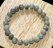 Beaded Round Green Apatite 925 Silver Plated Bracelet FreeSize Fashion Sale GW
