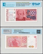 Argentina 100 Australes, 1985-1990 ND, P-327cz, UNC, Replacement, Authenticated