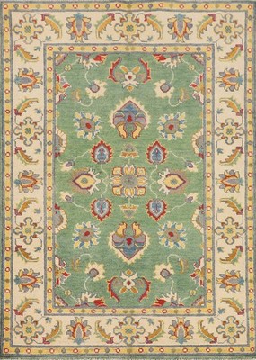 Green Oushak Handmade Accent Rug 3x5 Classic Floral Oriental Foyer Wool Carpet