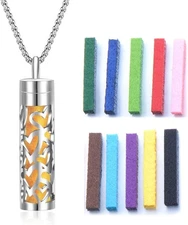 Essential Oil Necklace with 10 Refilled Pads Aromatherapy Pendant Perfume Locket