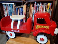 VERY NICE VINTAGE LARGE 1930s RICHARD TOYS PRESSED STEEL COCA COLA RIDE ON TRUCK