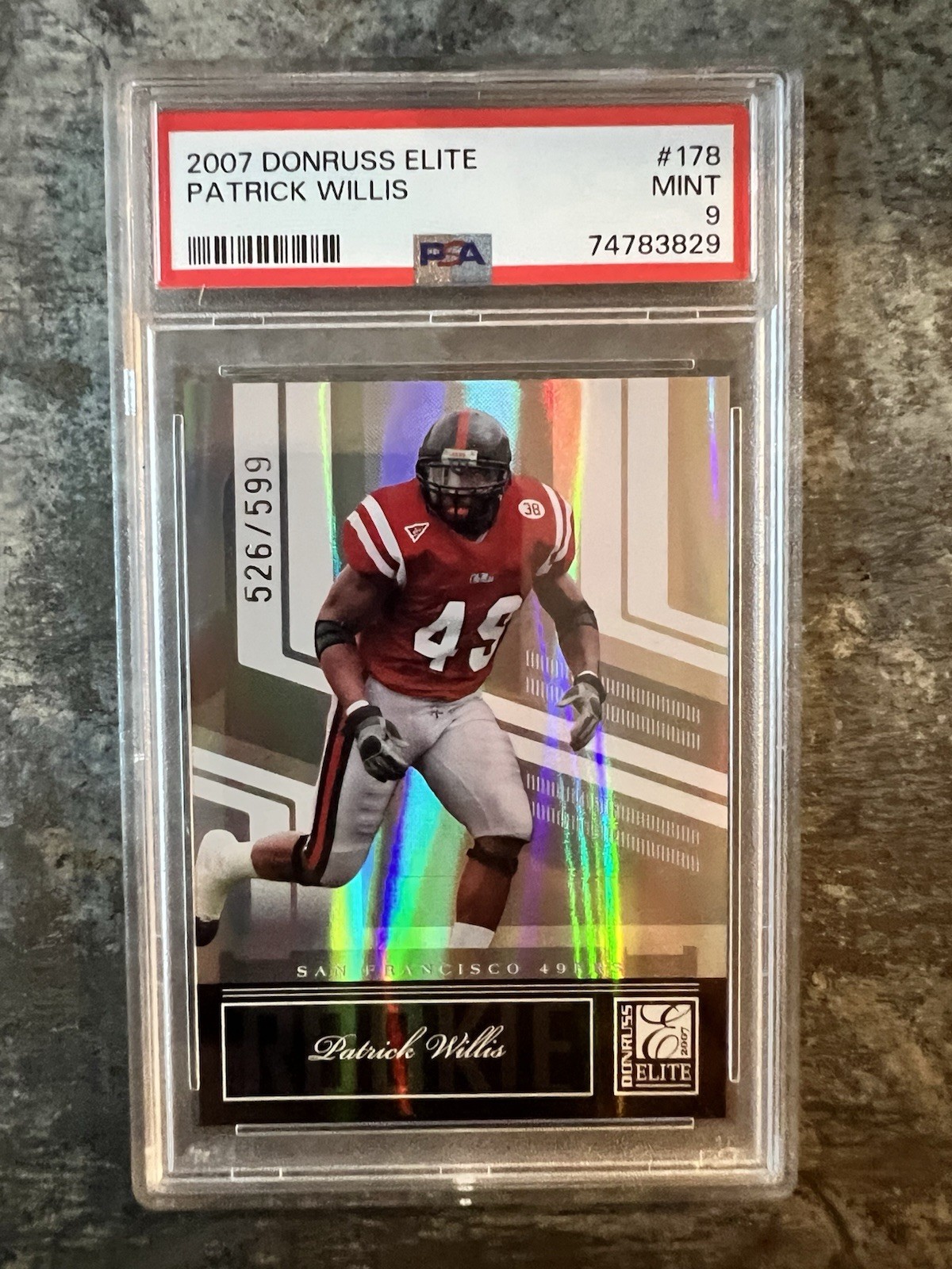 Donruss 2007 Elite Patrick Willis RC #178 49ers /599 Serial Numbered PSA 9