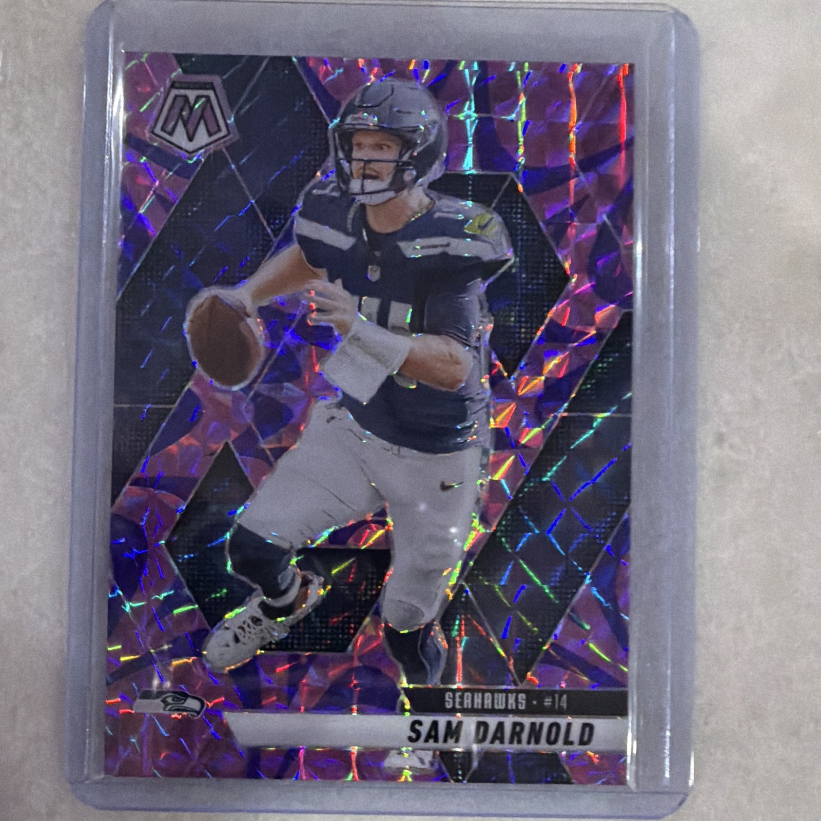 2025 Panini Mosaic - Sam Darnold #27 Purple Scope Prizm