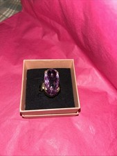 Amethyst 12 Carat Stone In Sterling Silver Ring 6 1/2
