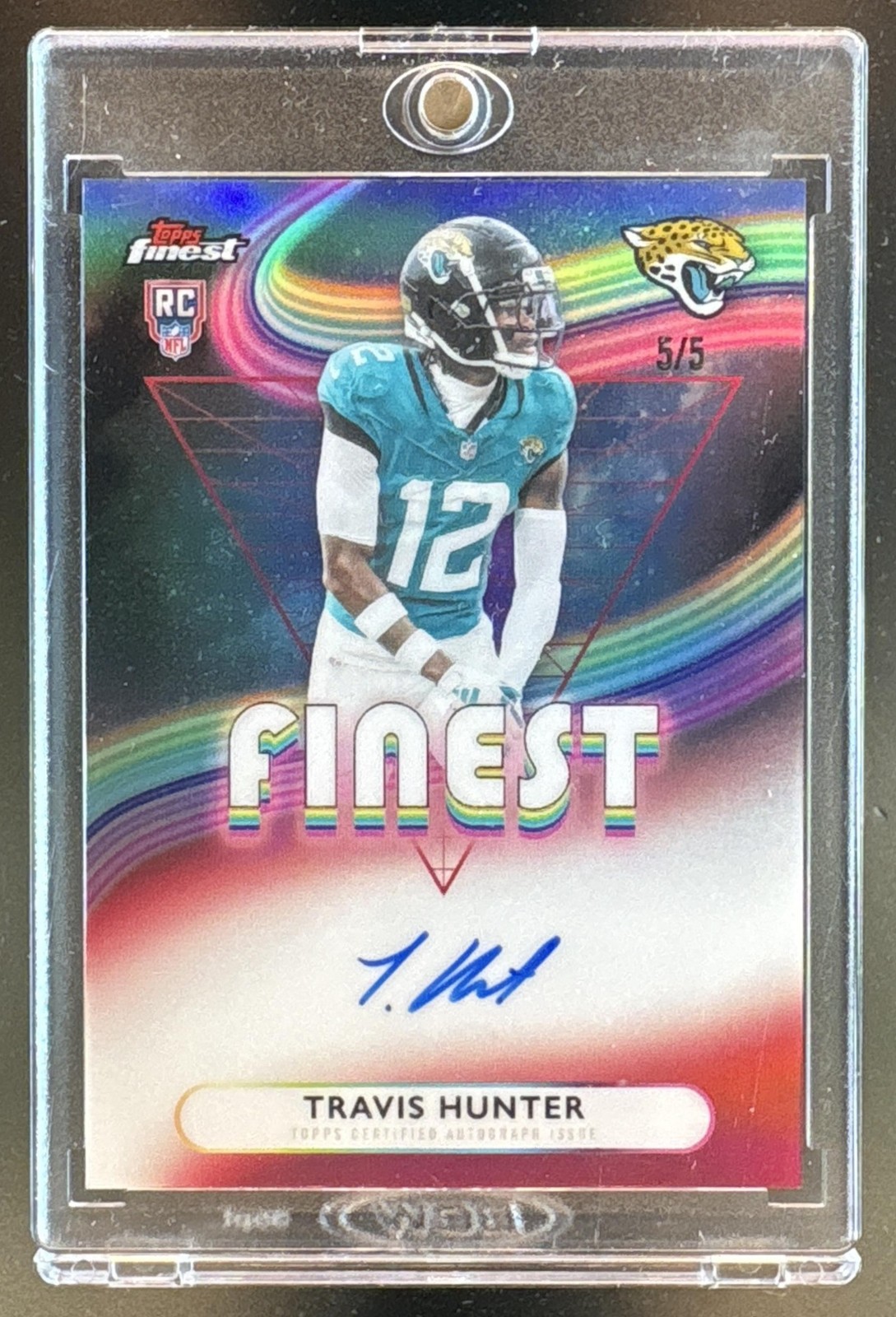 2025 Topps Finest Travis Hunter #RFA-THU Rookie Auto Red Refractor 5/5 RC