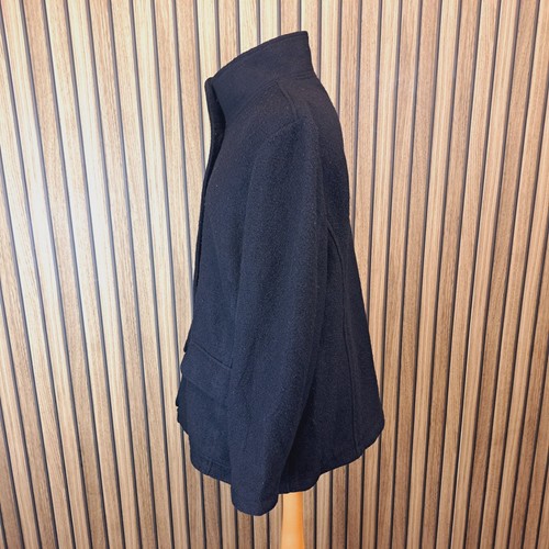 LL Bean Coat Jacket Black Loosefit Womens Large Hip Length Boiled Wool - Picture 7 of 11