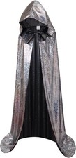 OurLore Unisex Full Length Hooded Cape Halloween Christmas Cloak Small, Silver