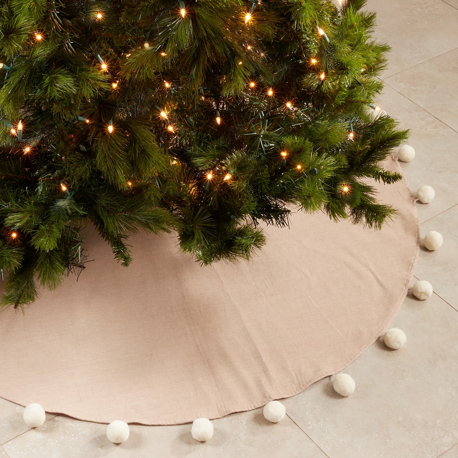 Festive Pom Pom Christmas Tree Skirt