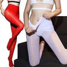 Women's High Waist Seamless Tights Stretch Oil Shiny Glossy Stockings Pantyhose
