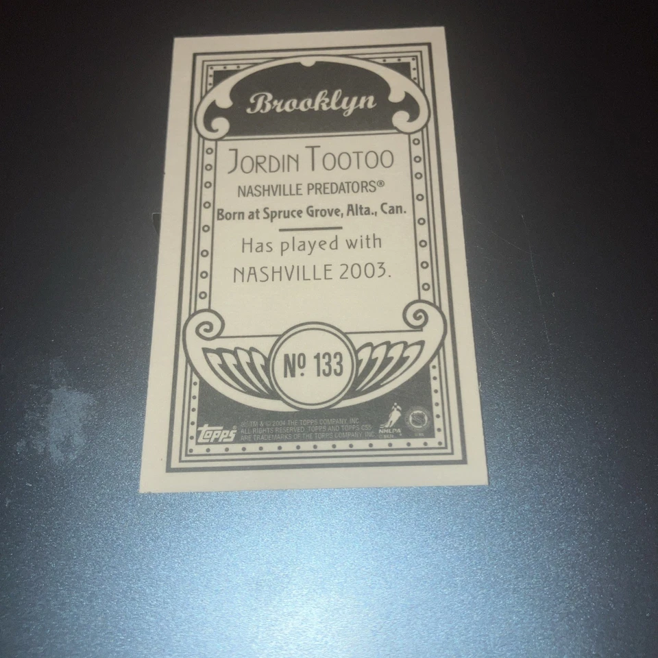 2003-04 Topps C55 Mini Brooklyn Back #133 Jordin Tootoo RC - Image 2 of 2