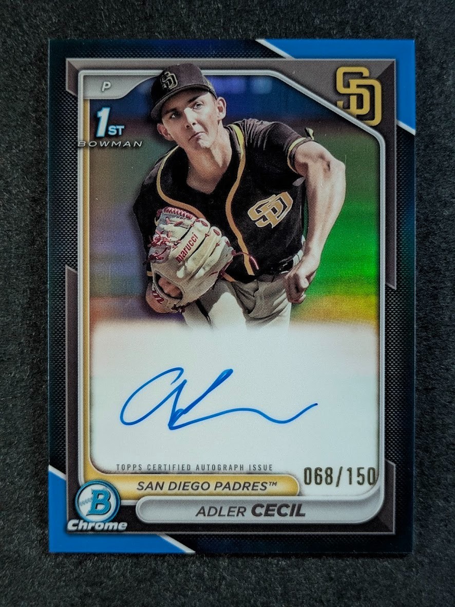 2024 Bowman Chrome ADLER CECIL 68/150 1st Auto Blue Refractor Prospect #CPA-CA
