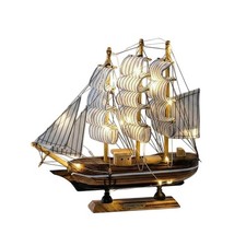 Mediterranean Design Ship Decor Gift Box Packaging LED Light up Boat Model