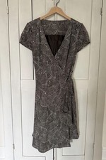 Ann Taylor Brown & Cream Wrap Dress Size 6