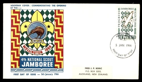 Mayfairstamps New Zealand FDC 1966 4th national scout jamboree First Day Cover a