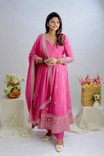 Bollywood Collection Rich Pink Natural Crap Salwar Kameez With Dupatta For Party