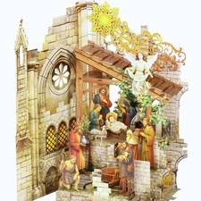 Pop up Christmas Cards Nativity, Holy Night Nativity, 3D Elegant Religious Ca...