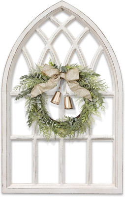 Distressed White Rustic Arched Window Frame 20x32 Inch Farmhouse Decor