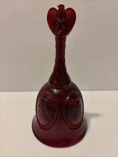 Fenton Red Slag Glass Eagle Bell 6.75" American Bicentennial Presidents