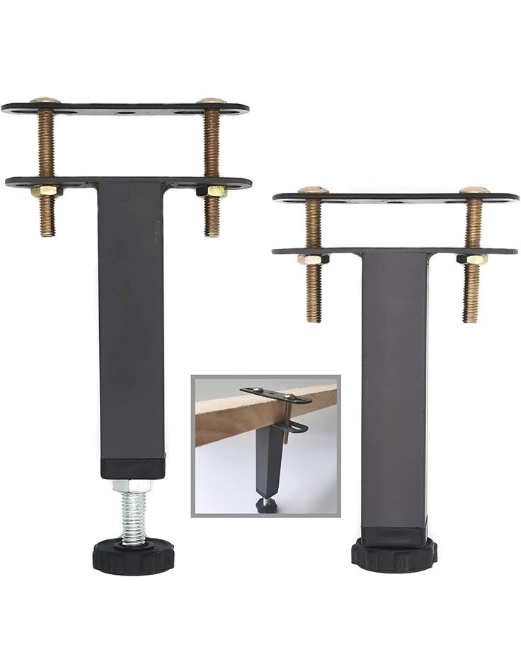 2Pcs Adjustable Height Center Support Leg for Bed Frame, Ste