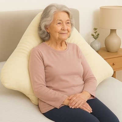 Comfortnights Fledermauskissen, mit gratis cremefarbenem Kissenbezug. 