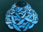 Vintage Tiffany Style Stained Glass Table Lamp Shade 10” X 4” Beautiful Blues