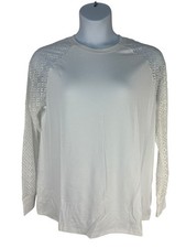 KLWCJFFF Womens White Lace Long Sleeve Top Size XL Lightweight Casual Style