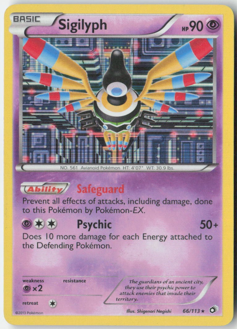 Sigilyph 66/113 Holo Rare Legendary Treasures Pokemon Moderately Played