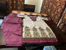 Cotton Flower Salwar kameez with dupatta Set, 46  Bust, 39  Long, Long sleeve,