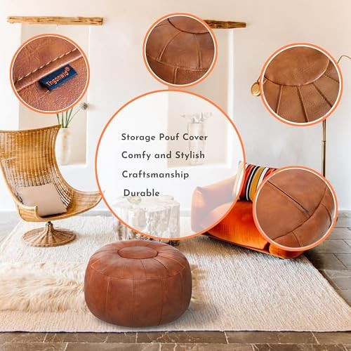  Unstuffed Moroccan Storage Pouf Foot Stool Ottoman Seat Handmade Light Brown