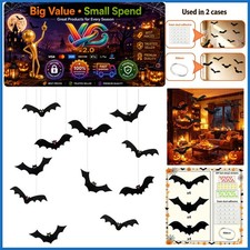 12 Pack Halloween Hanging Bats Set Realistic Spooky Outdoor Indoor Decor
