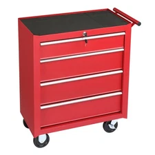 4-Drawer Rolling Tool Chest with Lock&Key & Drawer Liners Tool Storage Cabinet