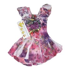 Duck Crossing Y2K Leotard Dance Skate Dress Bling Rose Airbrush Toddler 2T Pink