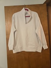 Athleta Forever Fleece 1/4 Zip White Pullover Sweatshirt Size M