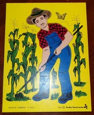 Vintage 1981 Judy Instructo Farmer 11 Pcs. Wood Puzzle J606016 Made USA