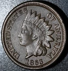 1863 INDIAN HEAD CENT - With LIBERTY & DIAMONDS - XF EF