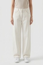 BRUNELLO CUCINELLI WOMEN'S OFF WHITE RELAXED COTTON TROUSERS MSRP 2495 SIZE 42