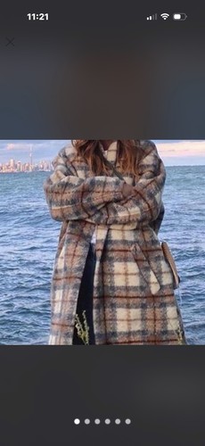 ISABEL MARANT ETOILE Plaid Wool Oversized Long Coat in Multi Size 40
