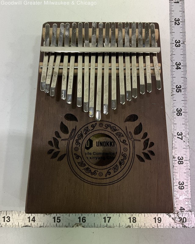 Unokki Brown Etched Design 17 Key Kalimba Thumb Piano Folk World Musical