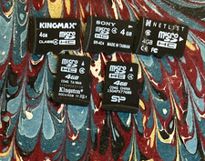 Lot 374 Lot of 5 Micro SD SDHC Memory Cards 4 GB Kingmax Sony Kingston Netlist 