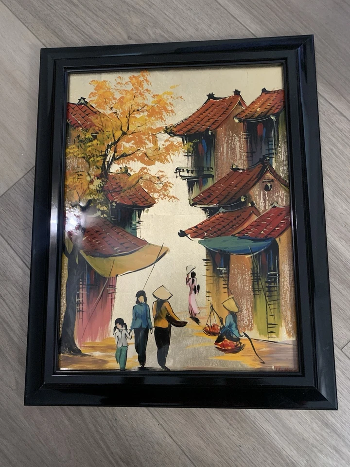 Asian Painting On Gold Foil Paper Signed By Artist Absolutely Stunning - Image 2 of 4