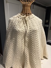 Vintage Handmade Crocheted Cape Poncho Cottagecore Boho 60's-70's
