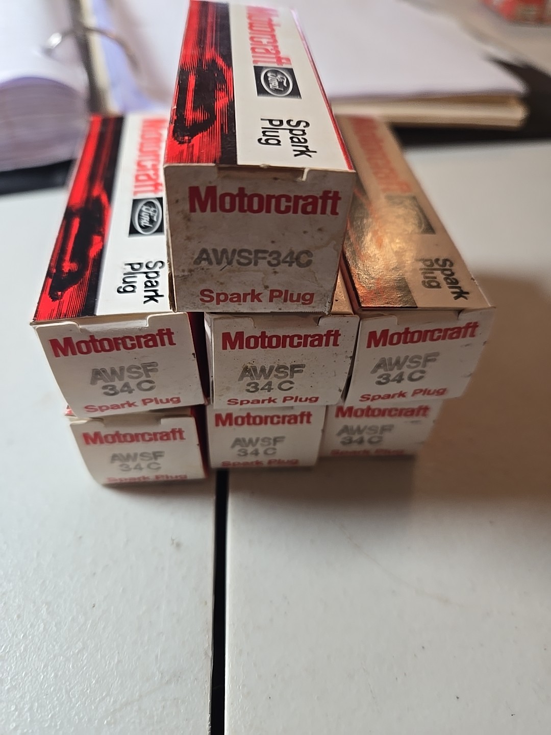 Vintage Lot Of 7 Spark Plugs Motorcraft AWSF34C NOS