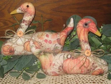 Fall Decor 2 Pumpkin Fabric Swans Bowl Fillers Handmade Wreath Accents Farmhouse