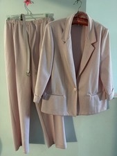 Vintage Devon Blush Pink Pant Suit Size 16t 14b ILGWU Made Made in USA 2