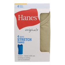 Hanes Originals Boys' Undershirts Tanks, 4-Pack "Cotton  STRETCH" NEW 
