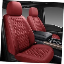 Premium Leather Car Seat Covers Full Front and Rear 5 seats Wine Red