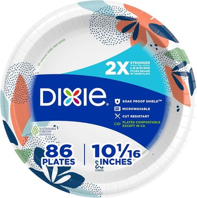 Large Paper Plates, 10 Inch, 86 Count, 2X Stronger*, Microwave-Safe, Soak-Proof,