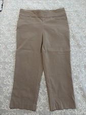 Chico's Women's Capri Pants Size 1 Tan Pull On Straight Stretch High 20 Chino